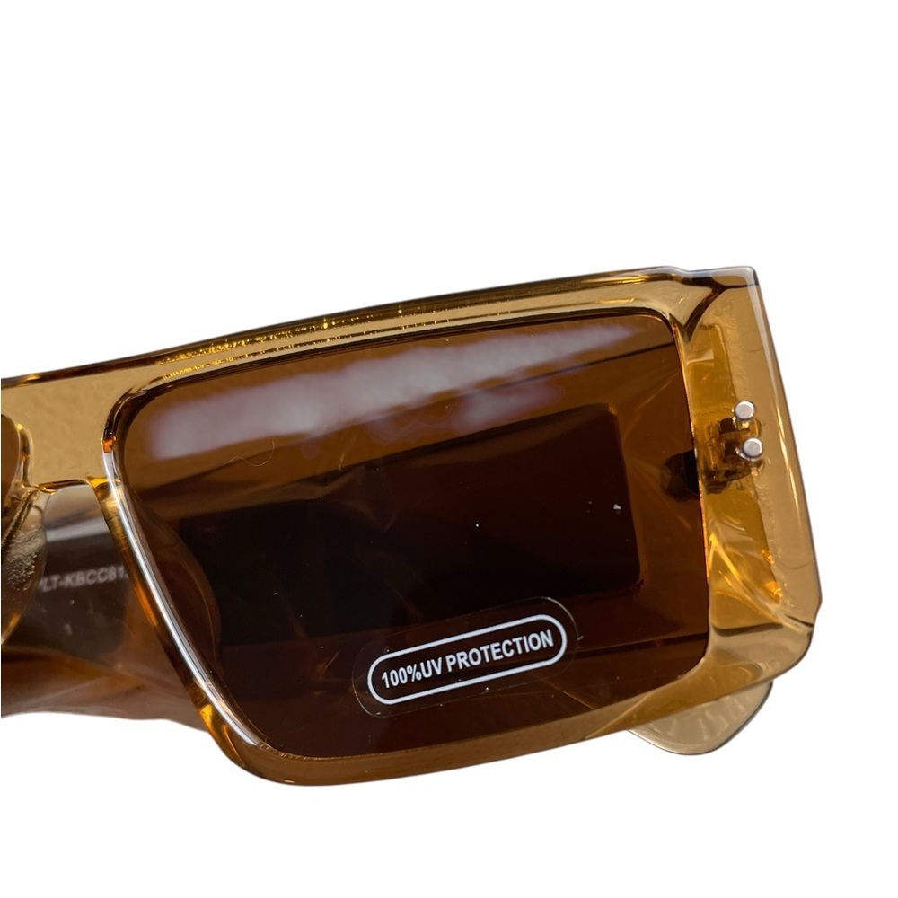 PrettyLittleThing Toffee Flat Top Transparent Visor Sunglasses One Size NWT - Picture 5 of 9
